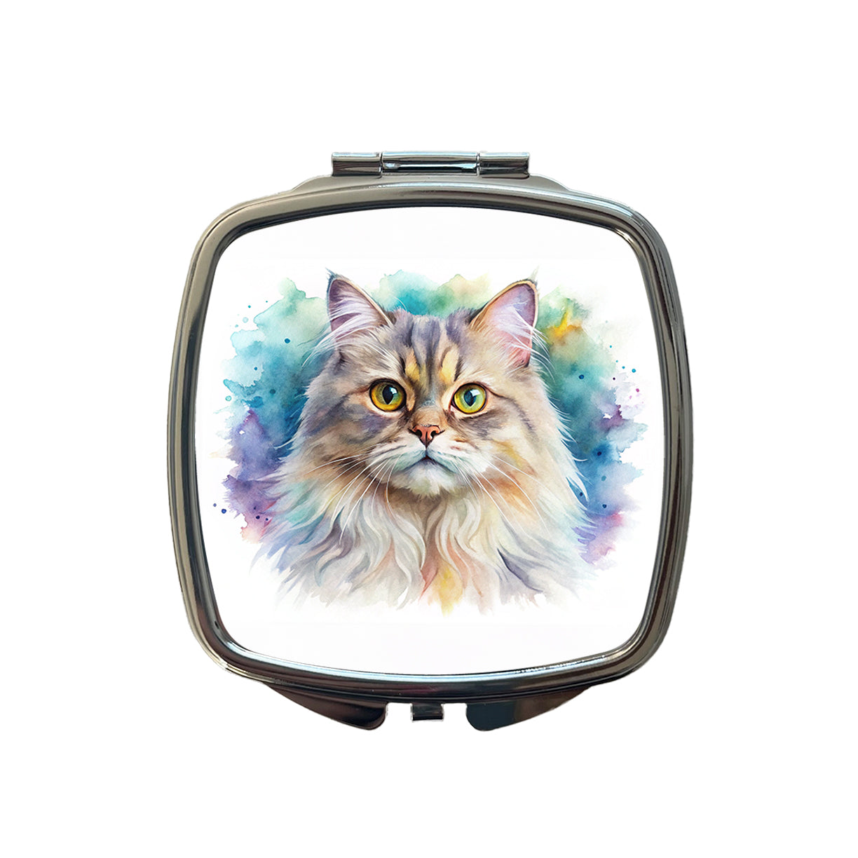 British Longhair Cat Watercolor Style Small Travel Purse Handbag Pocket Makeup Compact Mirror