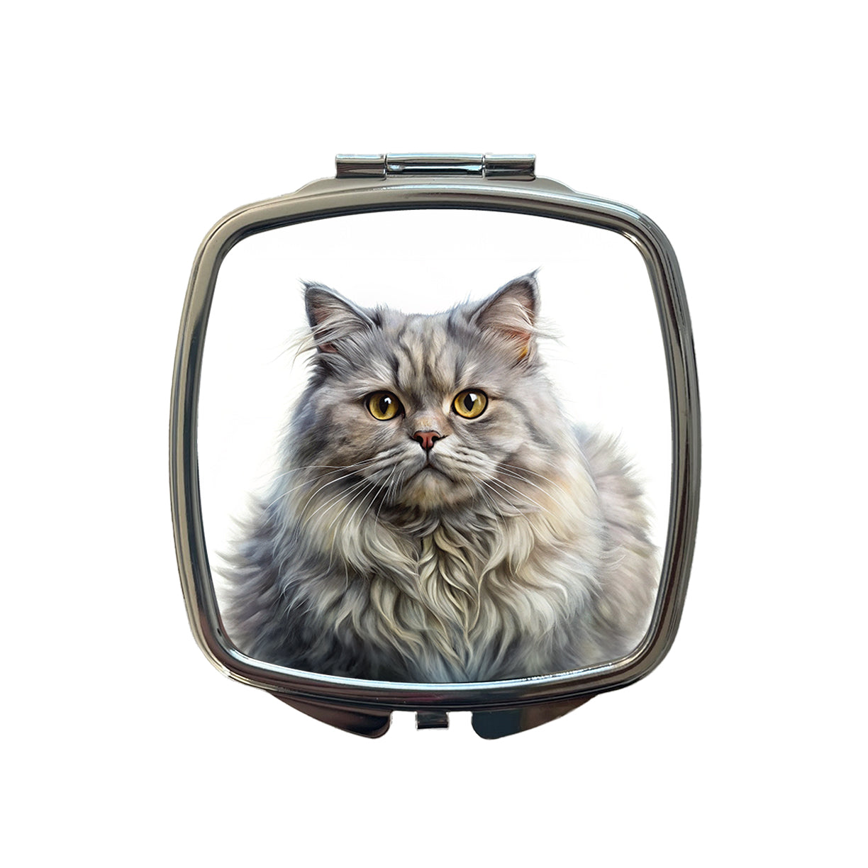 British Longhair Gray Cat Illustration Small Travel Purse Handbag Pocket Makeup Compact Mirror