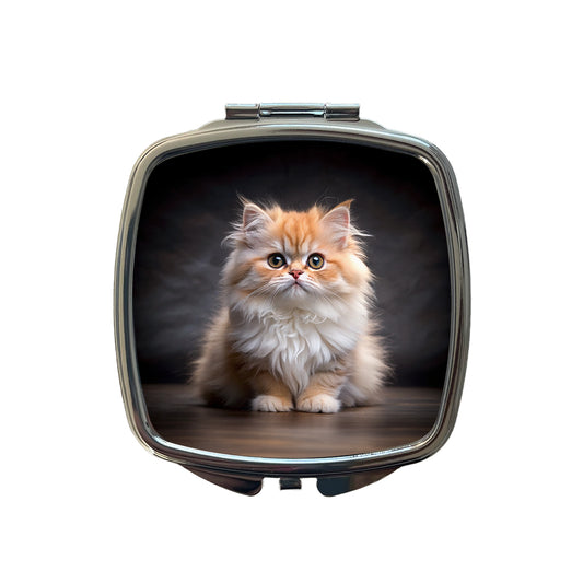 Classic Persian Cat Kitten Photo Small Travel Purse Handbag Pocket Makeup Compact Mirror