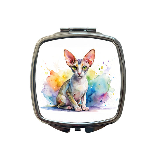 Cornish Rex Cat Watercolor Style Small Travel Purse Handbag Pocket Makeup Compact Mirror