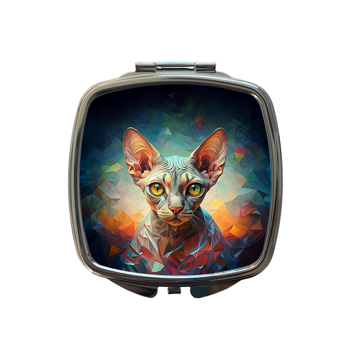 Devon Rex Cat Abstract Art Small Travel Purse Handbag Pocket Makeup Compact Mirror