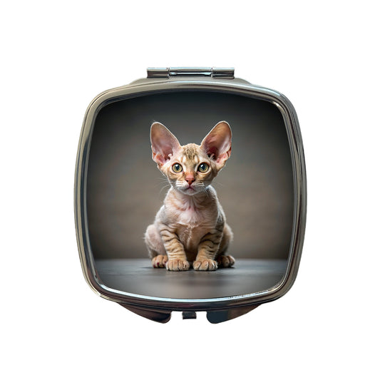 Devon Rex Cat Kitten Photo Small Travel Purse Handbag Pocket Makeup Compact Mirror