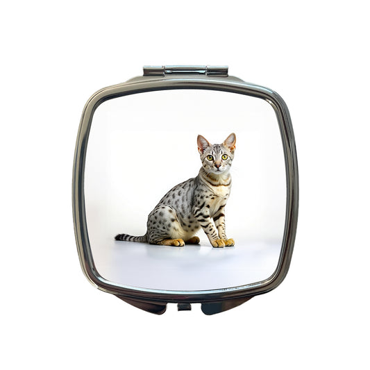 Egyptian Mau Cat Photo Small Travel Purse Handbag Pocket Makeup Compact Mirror