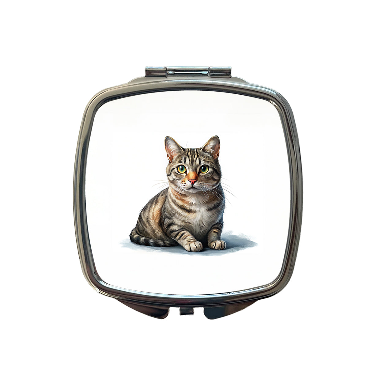 European Shorthair Cat Illustration Small Travel Purse Handbag Pocket Makeup Compact Mirror