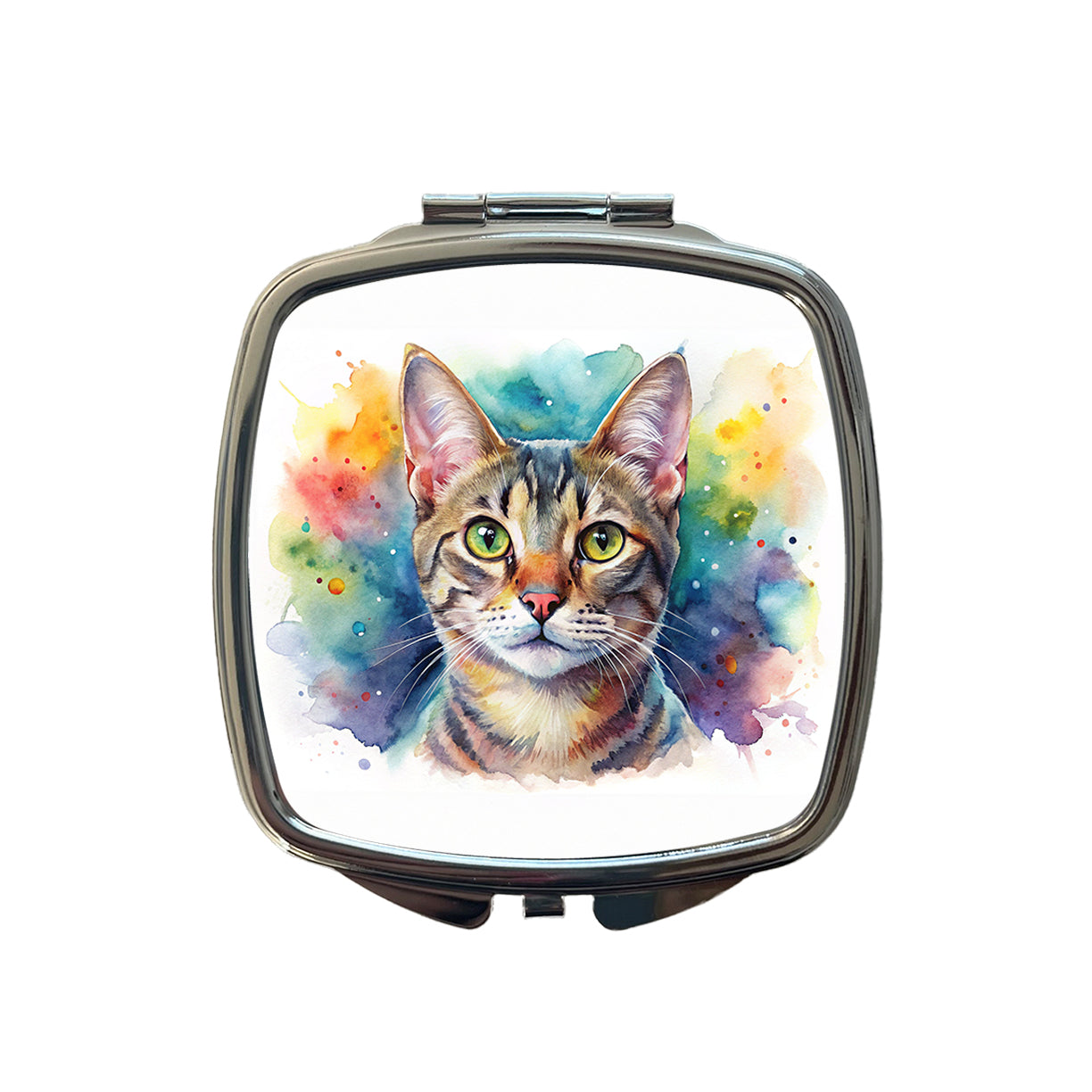 European Shorthair Cat Watercolor Style Small Travel Purse Handbag Pocket Makeup Compact Mirror