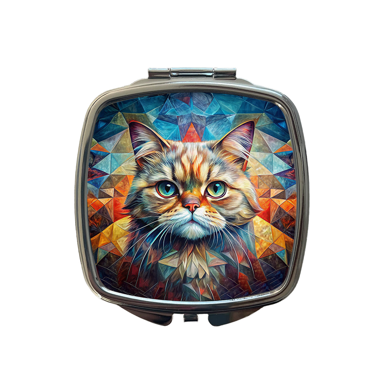 Exotic Shorthair Cat Abstract Art Small Travel Purse Handbag Pocket Makeup Compact Mirror