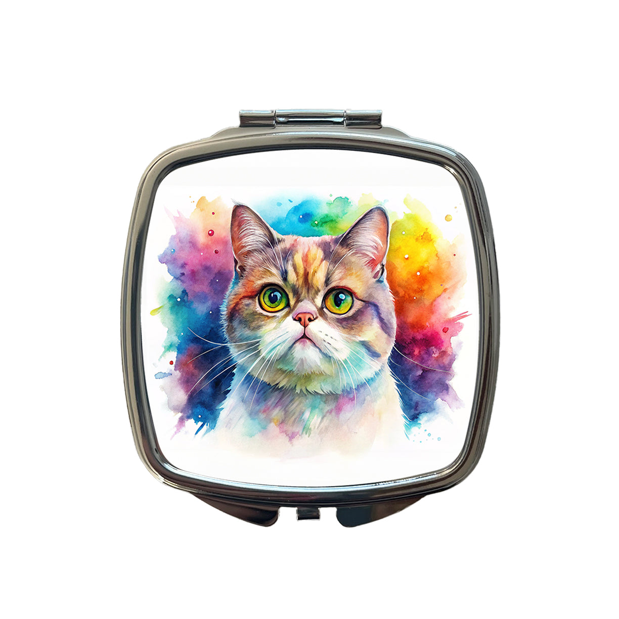 Exotic Shorthair Cat Watercolor Style Small Travel Purse Handbag Pocket Makeup Compact Mirror