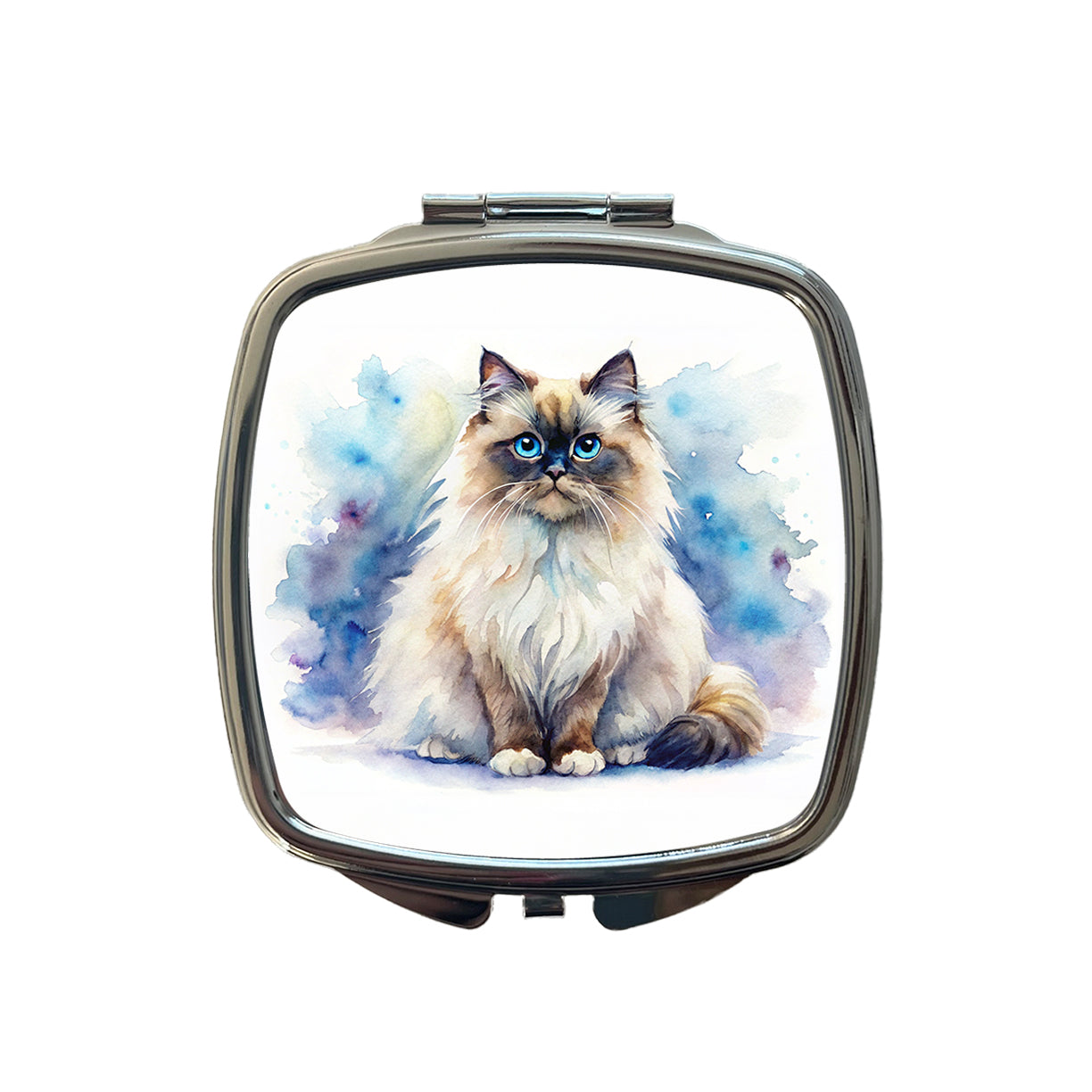 Himalayan Cat Watercolor Style Small Travel Purse Handbag Pocket Makeup Compact Mirror