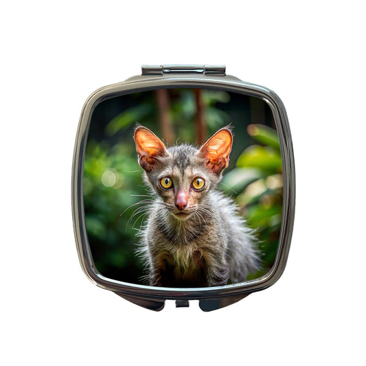 Lykoi Wolf Cat Photo Small Travel Purse Handbag Pocket Makeup Compact Mirror