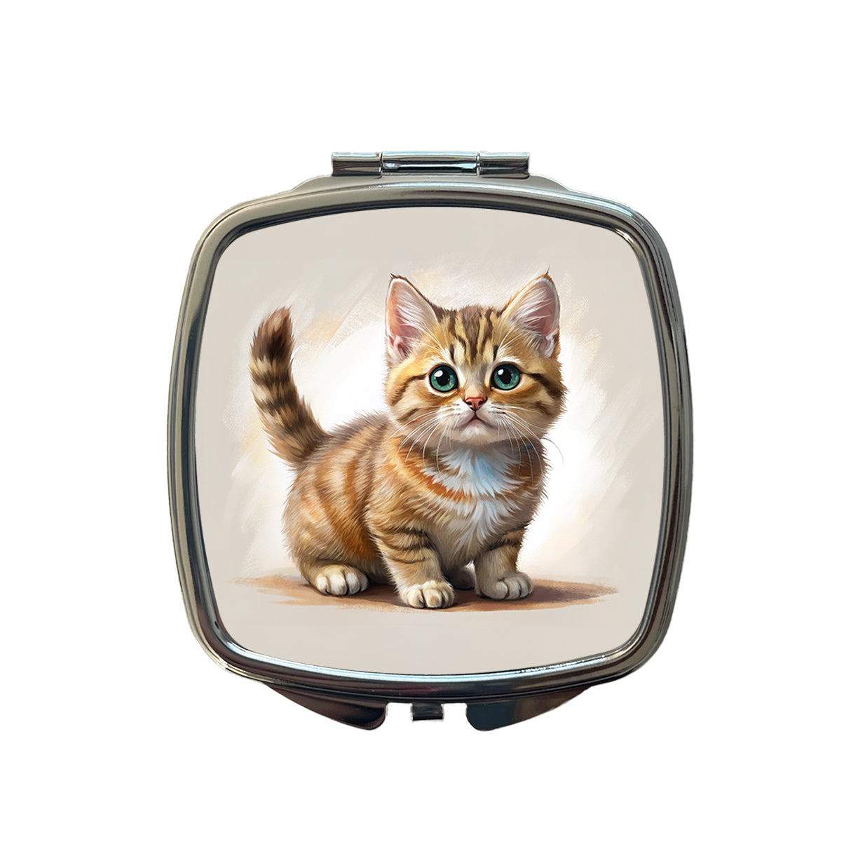 Munchkin Cat Illustration Small Travel Purse Handbag Pocket Makeup Compact Mirror