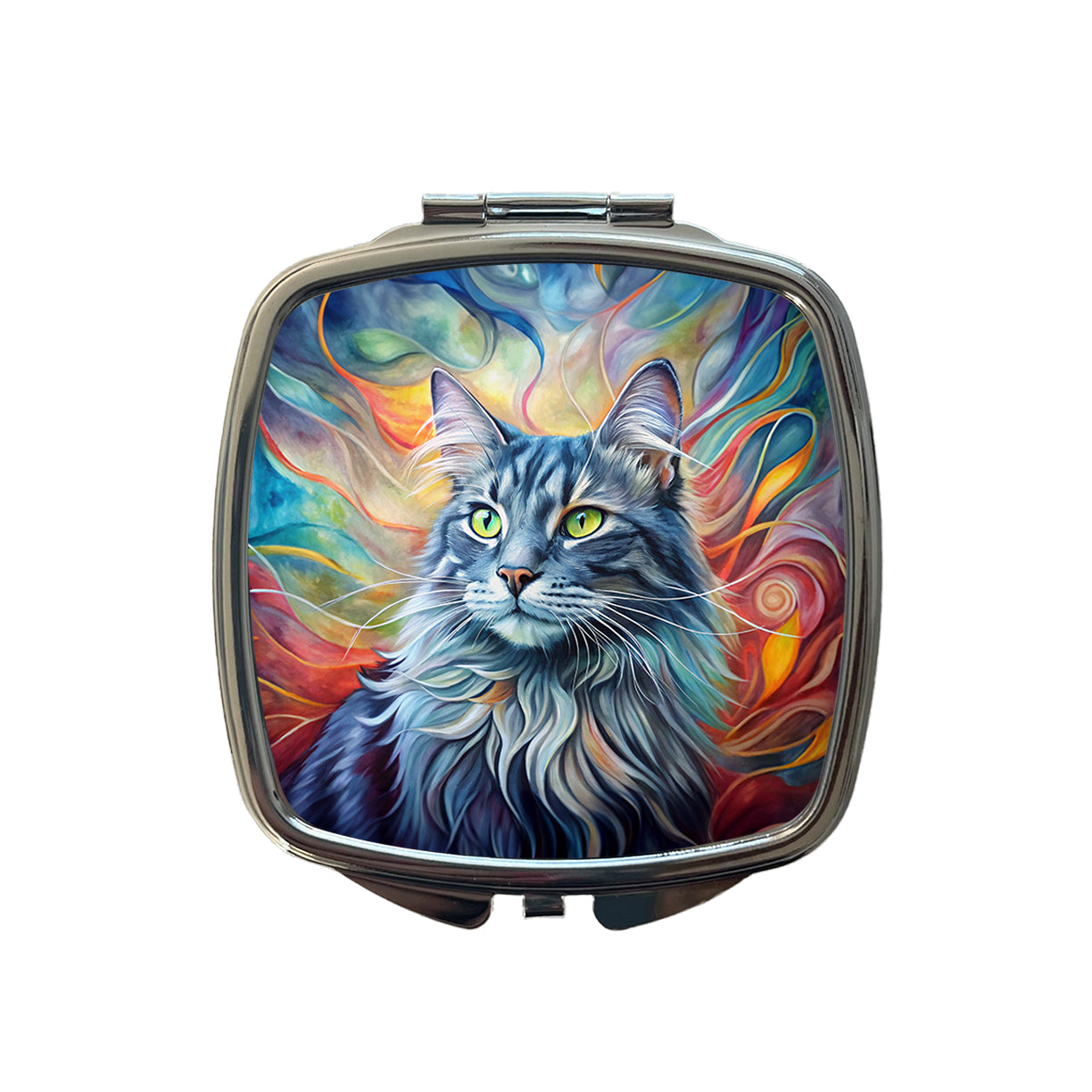 Nebelung Cat Abstract Art Small Travel Purse Handbag Pocket Makeup Compact Mirror