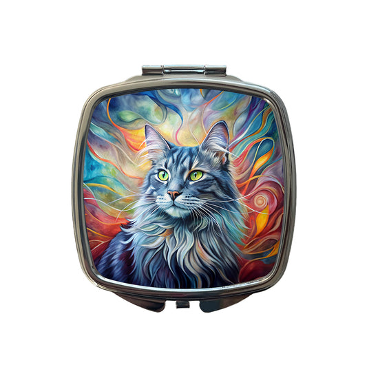Nebelung Cat Abstract Art Small Travel Purse Handbag Pocket Makeup Compact Mirror