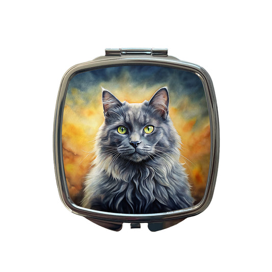 Nebelung Cat Illustration Small Travel Purse Handbag Pocket Makeup Compact Mirror