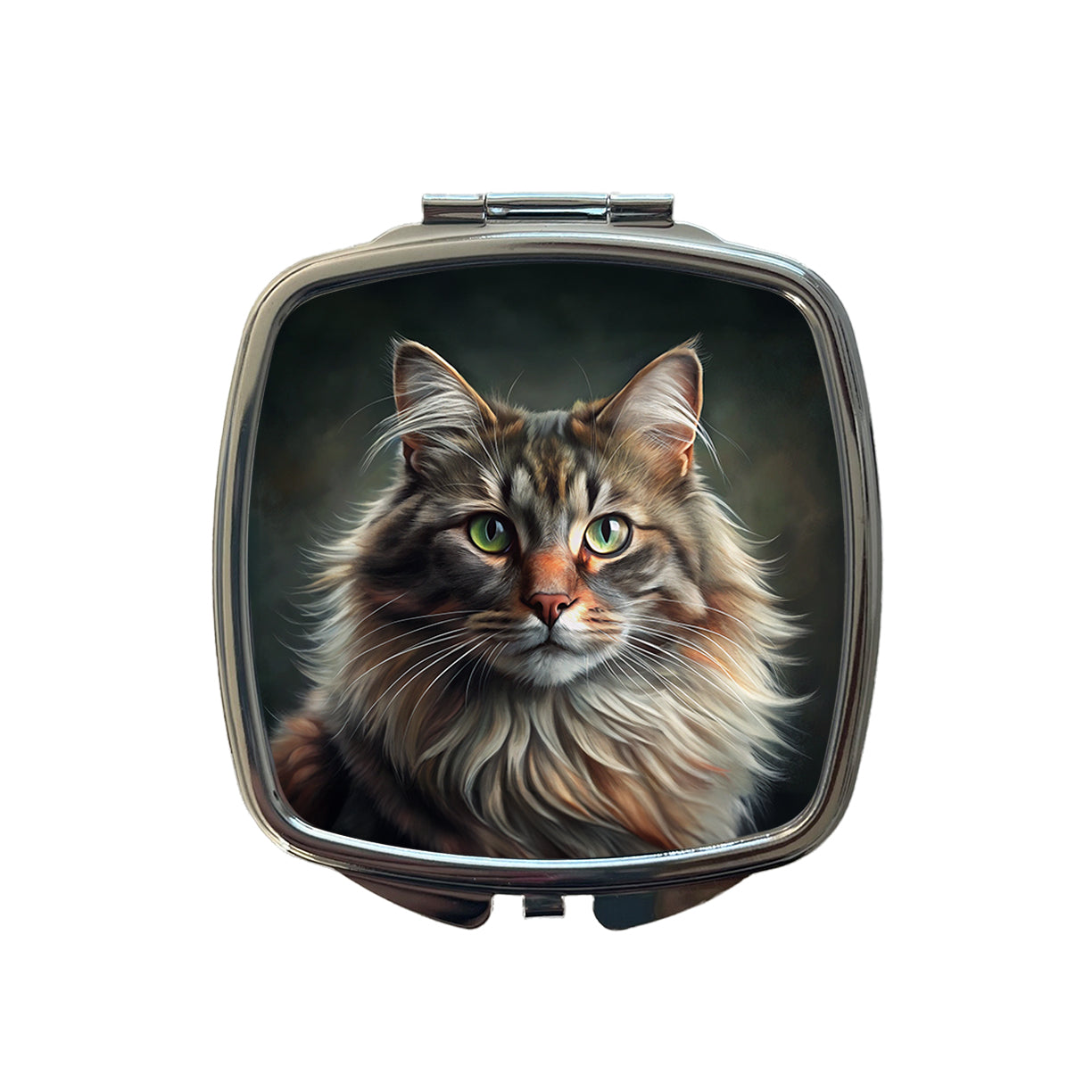 Norwegian Forest Cat Illustration Small Travel Purse Handbag Pocket Makeup Compact Mirror