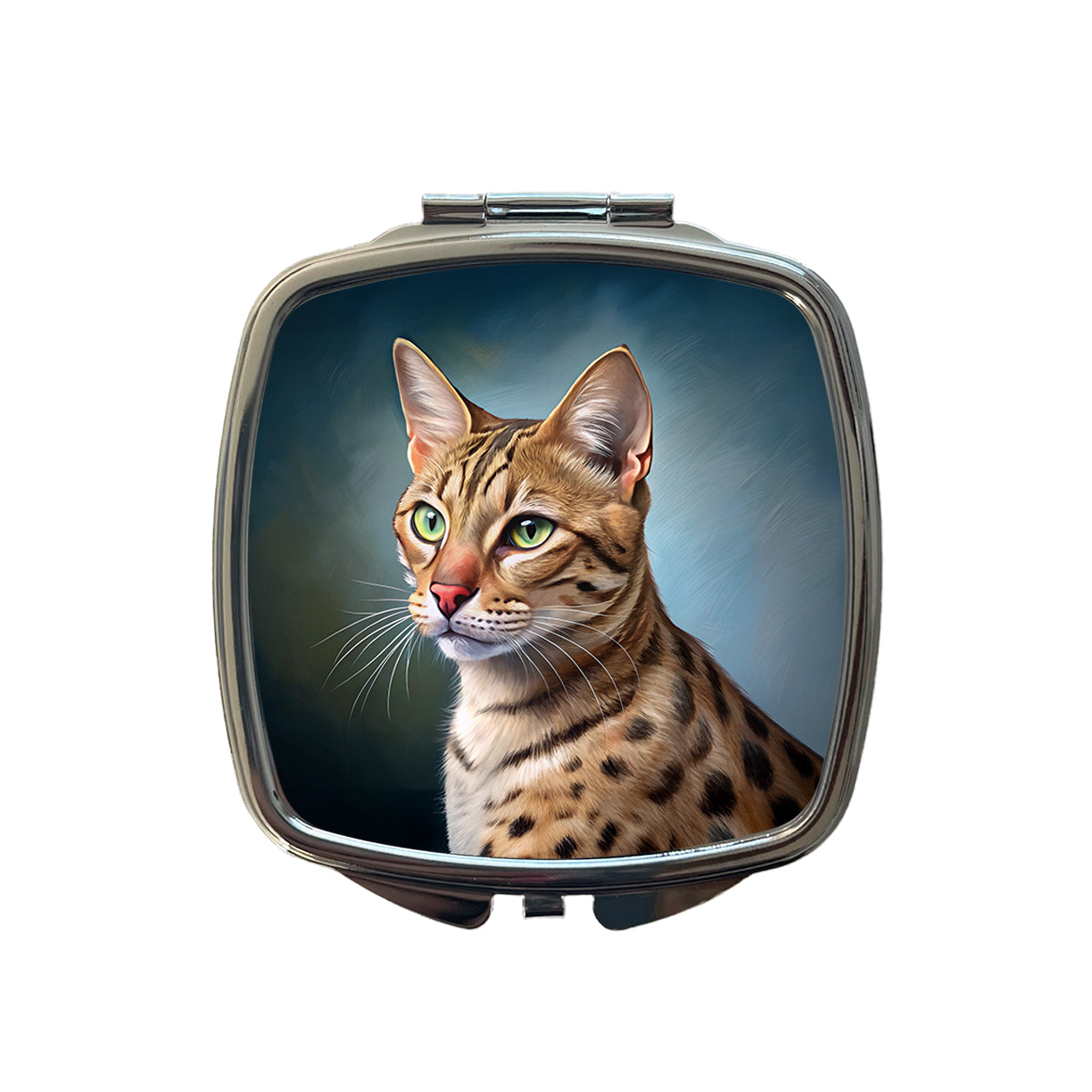 Ocicat Cat Illustration Small Travel Purse Handbag Pocket Makeup Compact Mirror