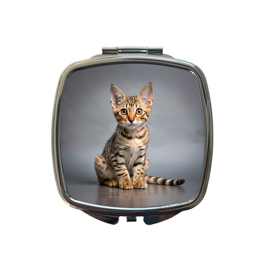 Ocicat Cat Kitten Photo Small Travel Purse Handbag Pocket Makeup Compact Mirror