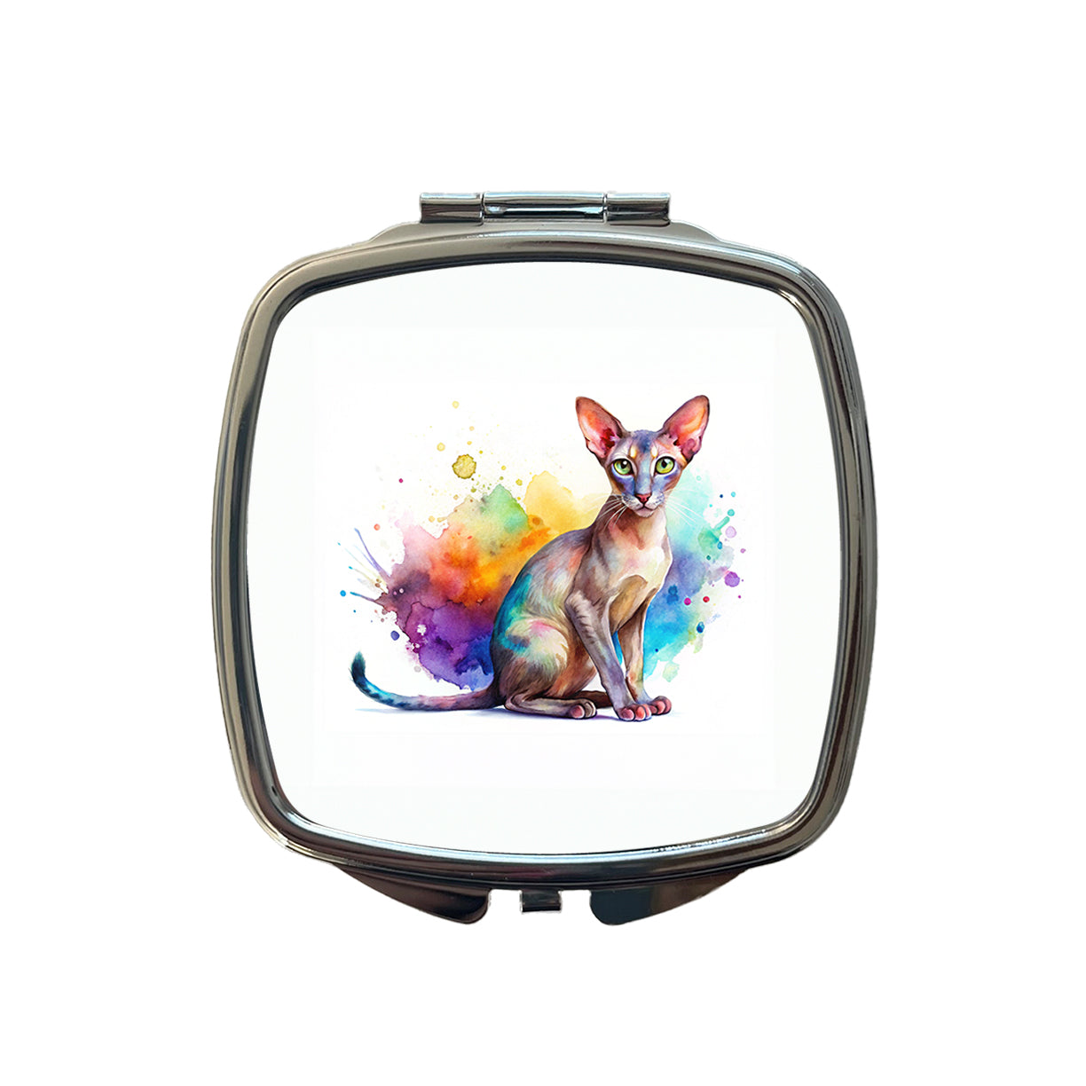 Oriental Shorthair Cat Watercolor Style Small Travel Purse Handbag Pocket Makeup Compact Mirror