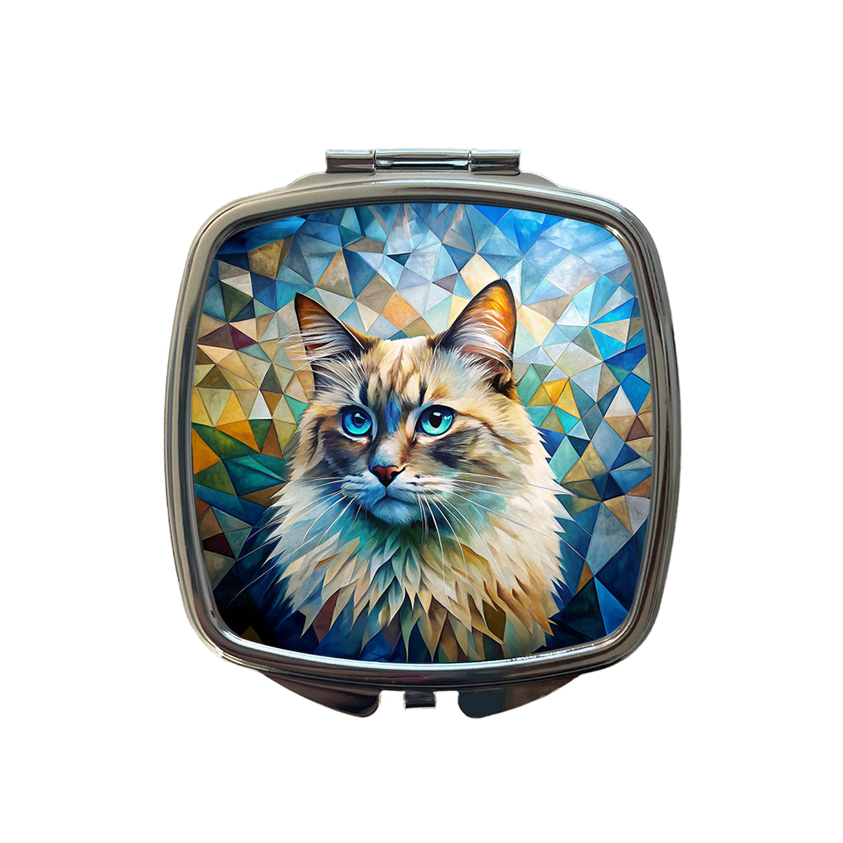Ragdoll Cat Abstract Art Small Travel Purse Handbag Pocket Makeup Compact Mirror