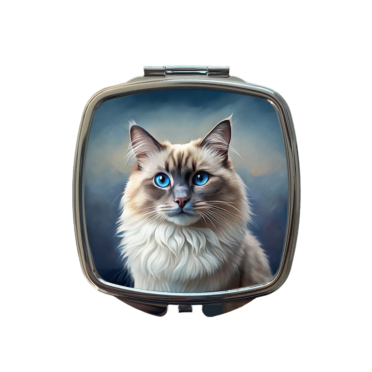 Ragdoll Cat Illustration Small Travel Purse Handbag Pocket Makeup Compact Mirror