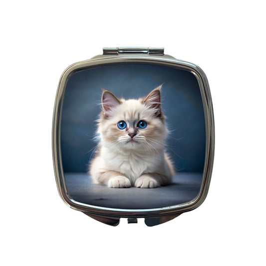 Ragdoll Cat Kitten Photo Small Travel Purse Handbag Pocket Makeup Compact Mirror