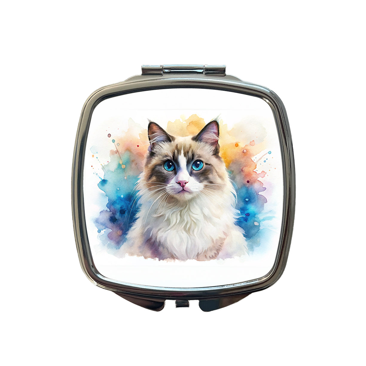 Ragdoll Cat Watercolor Style Small Travel Purse Handbag Pocket Makeup Compact Mirror