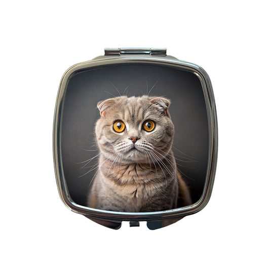 Scottish Fold Cat Photo Small Travel Purse Handbag Pocket Makeup Compact Mirror