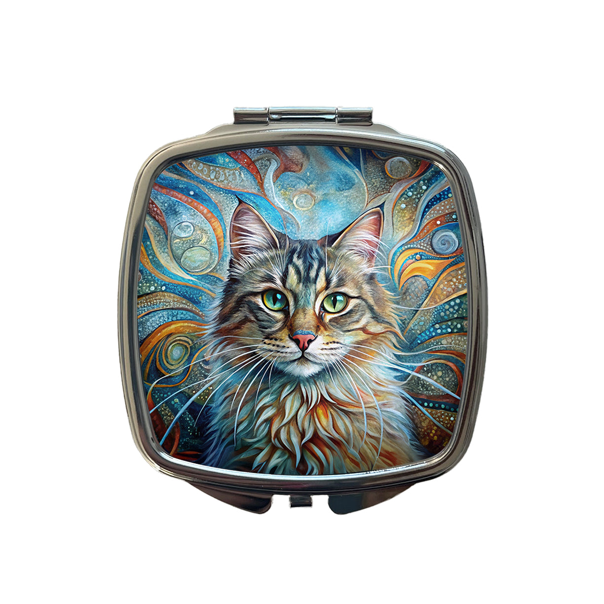 Siberian Cat Abstract Art Small Travel Purse Handbag Pocket Makeup Compact Mirror