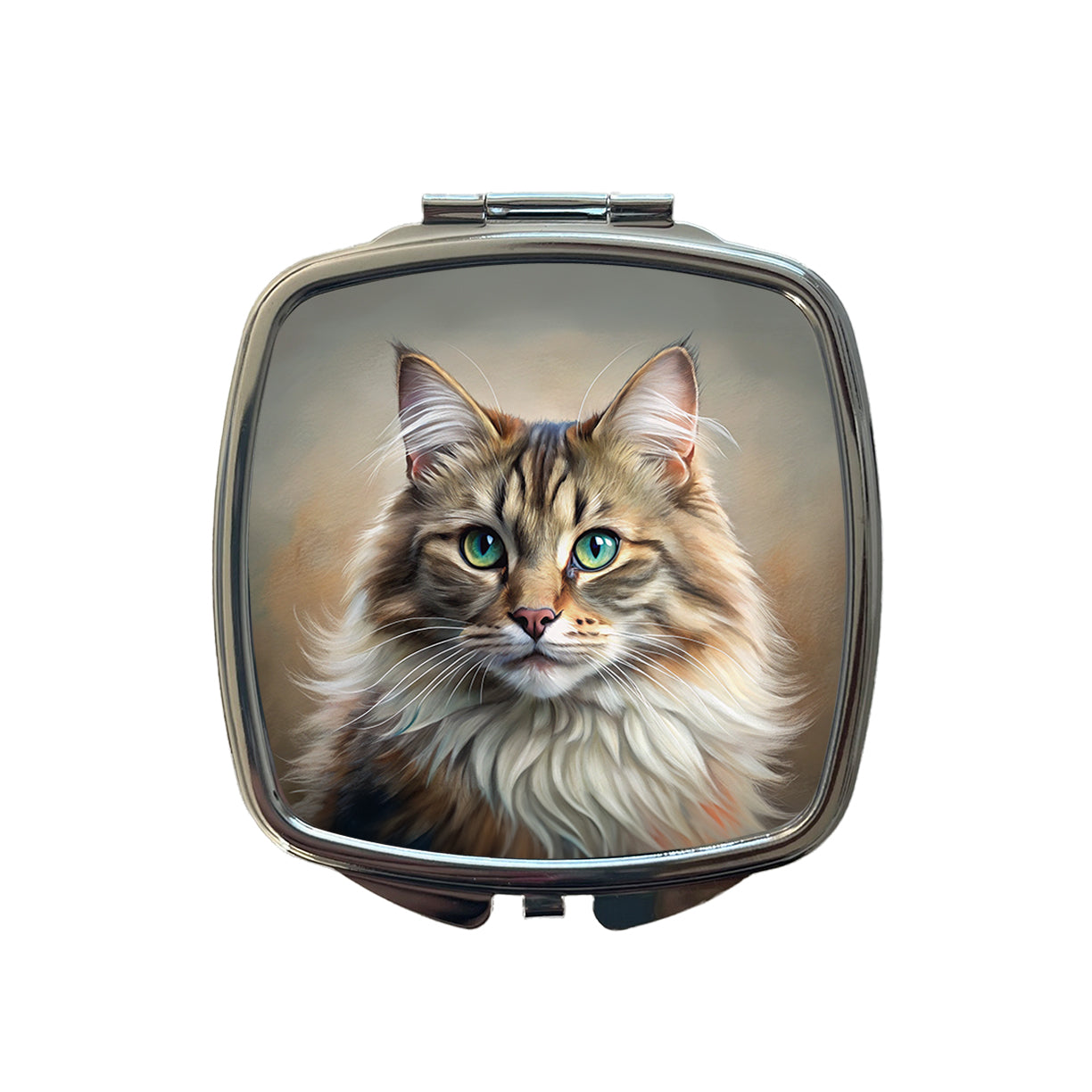 Siberian Cat Illustration Small Travel Purse Handbag Pocket Makeup Compact Mirror