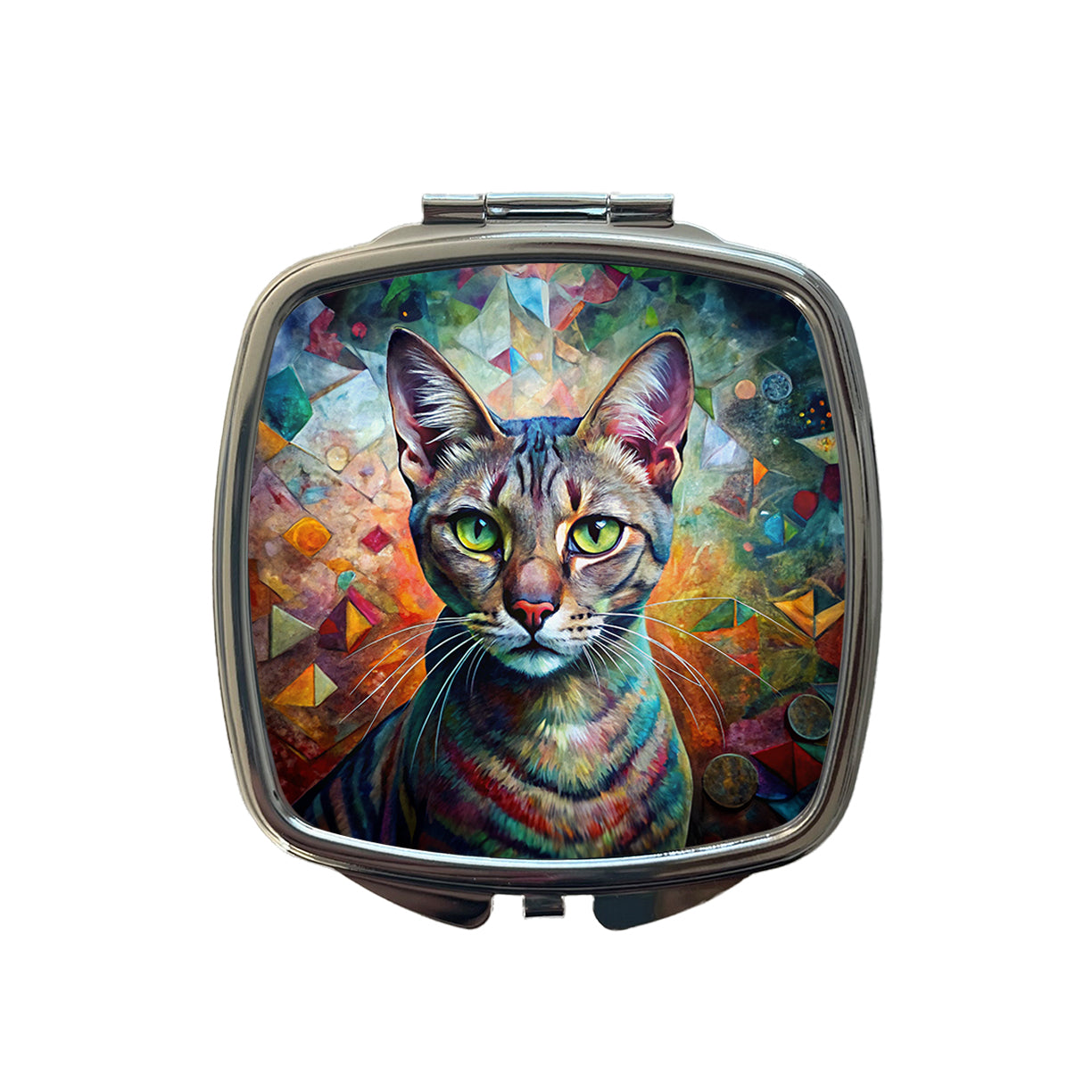 Singapura Cat Abstract Art Small Travel Purse Handbag Pocket Makeup Compact Mirror