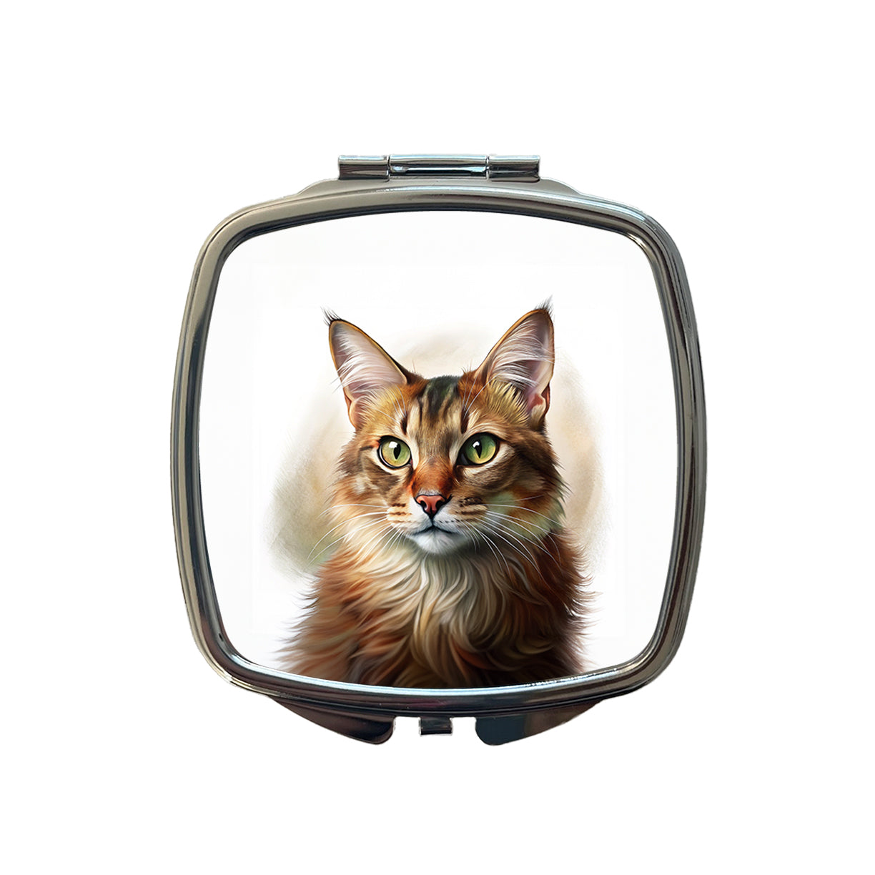 Somali Cat Illustration Small Travel Purse Handbag Pocket Makeup Compact Mirror