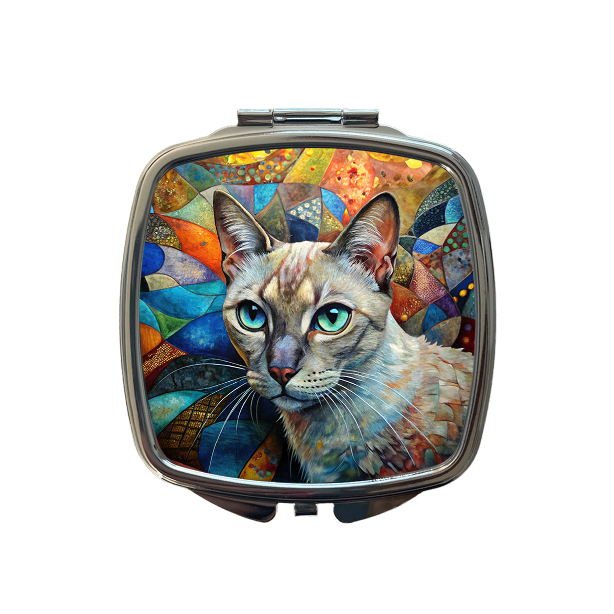 Tonkinese Cat Abstract Art Small Travel Purse Handbag Pocket Makeup Compact Mirror