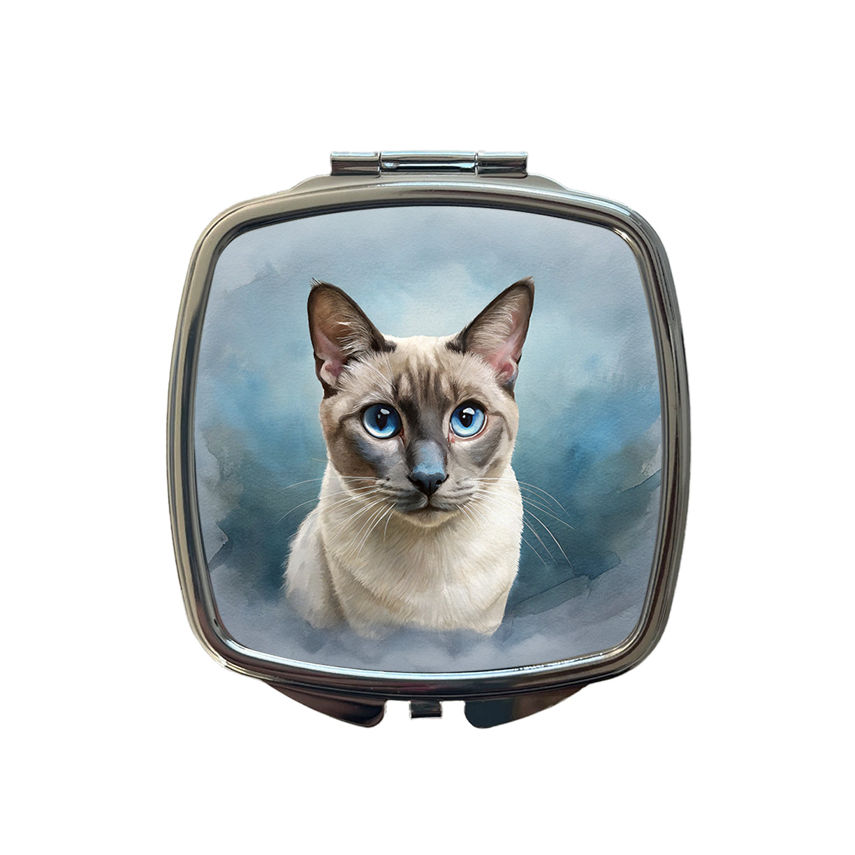 Tonkinese Cat Illustration Small Travel Purse Handbag Pocket Makeup Compact Mirror