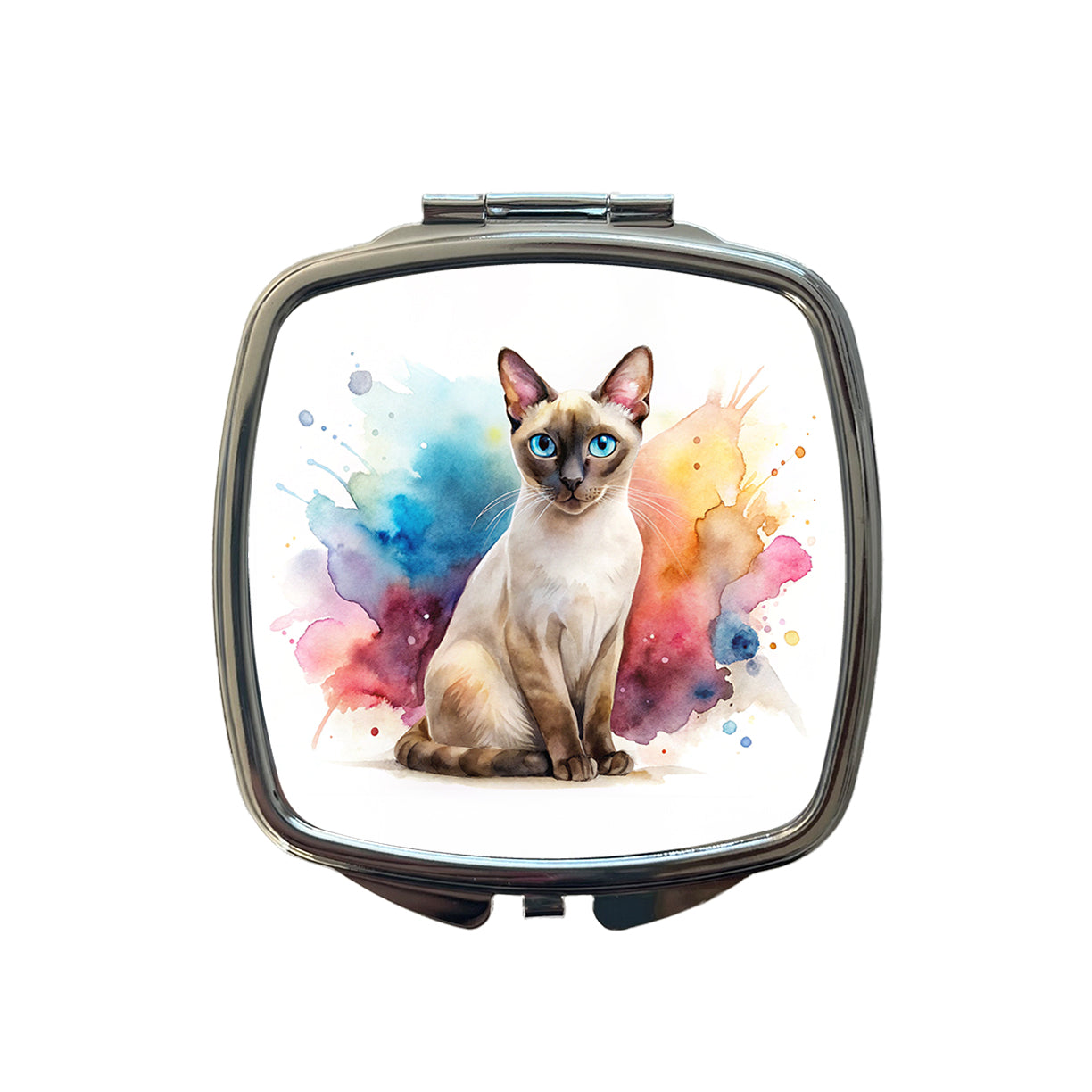 Tonkinese Cat Watercolor Style Small Travel Purse Handbag Pocket Makeup Compact Mirror