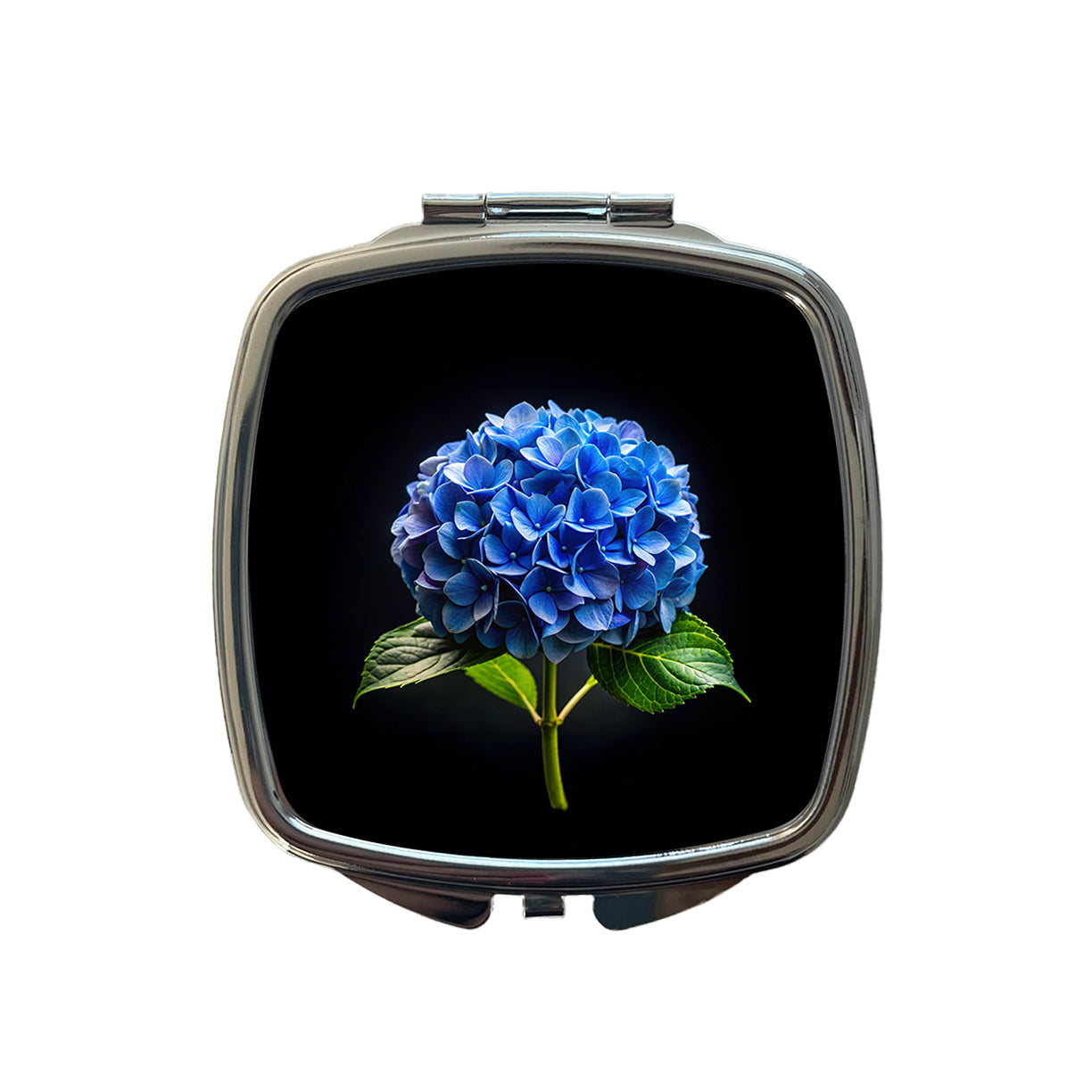 Blue Hydrangea Flower Photo Small Travel Purse Handbag Pocket Makeup Compact Mirror