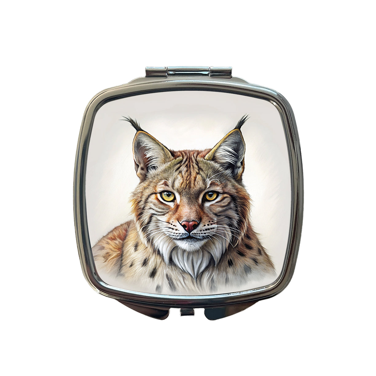 Bobcat Face Illustration Small Travel Purse Handbag Pocket Makeup Compact Mirror