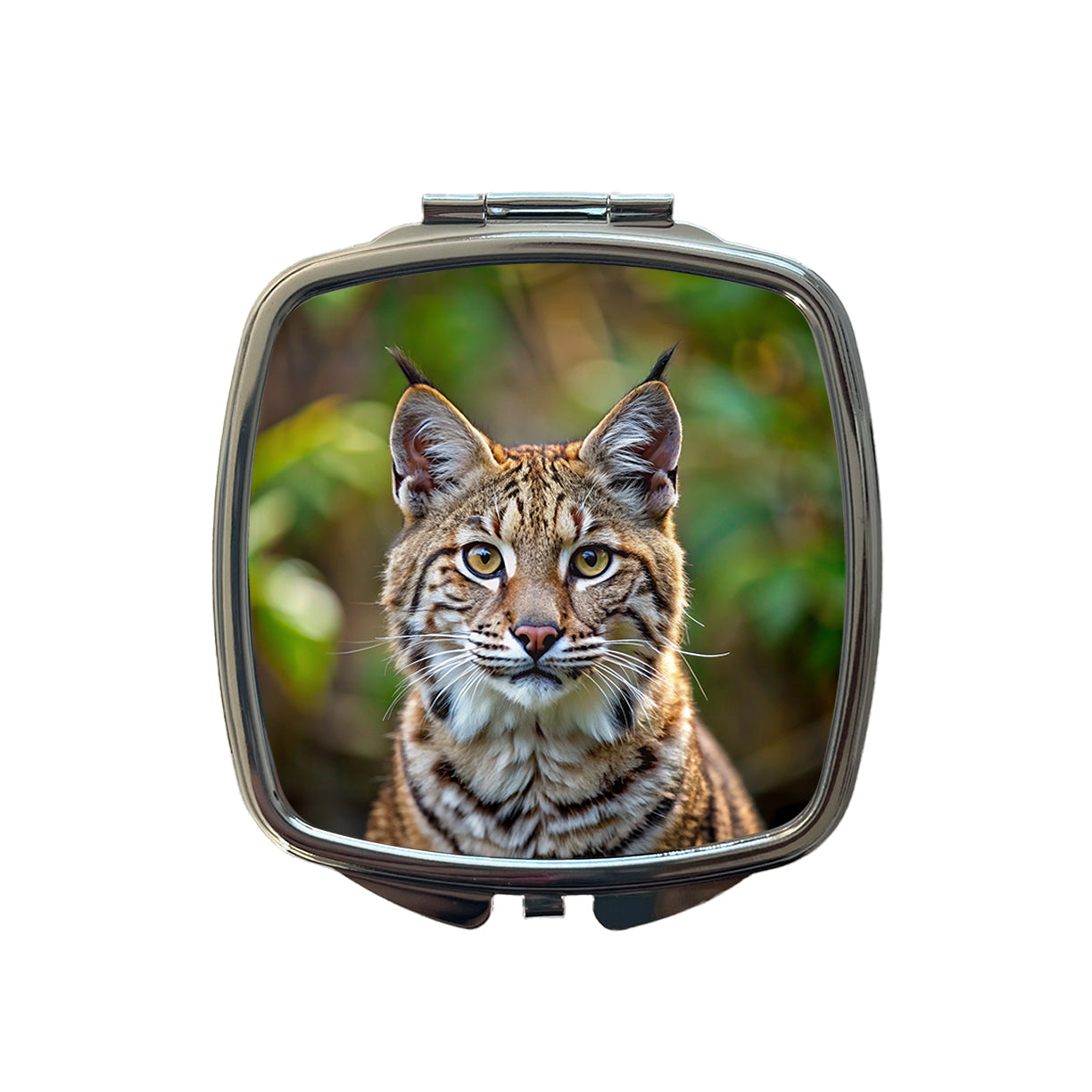 Bobcat Face Photo Small Travel Purse Handbag Pocket Makeup Compact Mirror
