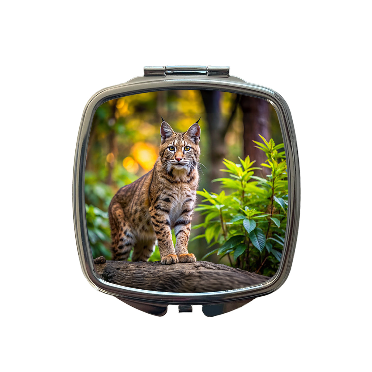 Bobcat In The Forest Small Travel Purse Handbag Pocket Makeup Compact Mirror