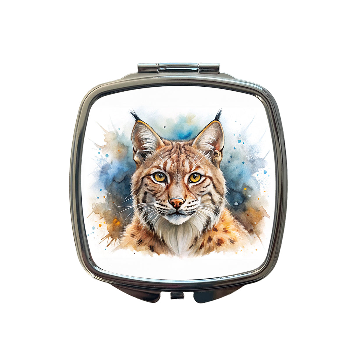 Bobcat Watercolor Design Small Travel Purse Handbag Pocket Makeup Compact Mirror