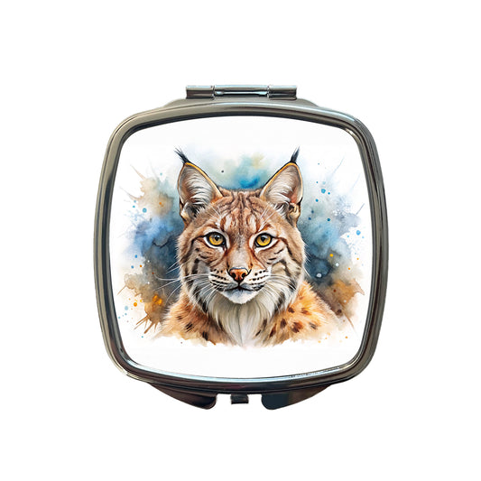 Bobcat Watercolor Design Small Travel Purse Handbag Pocket Makeup Compact Mirror