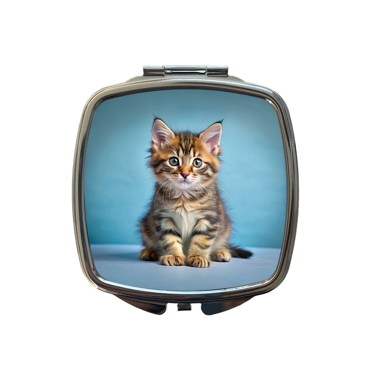 Cute Tabby Kitten Cat Photo Small Travel Purse Handbag Pocket Makeup Compact Mirror