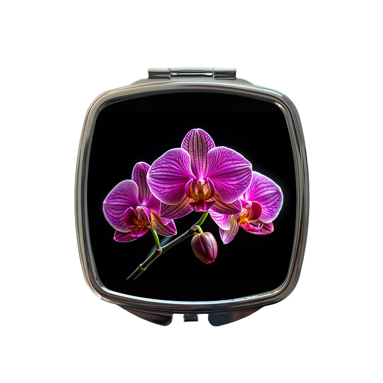 Orchid Flower Photo Small Travel Purse Handbag Pocket Makeup Compact Mirror