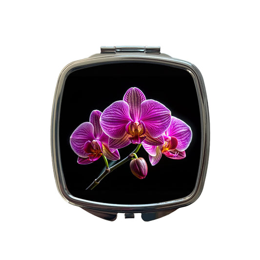 Orchid Flower Photo Small Travel Purse Handbag Pocket Makeup Compact Mirror