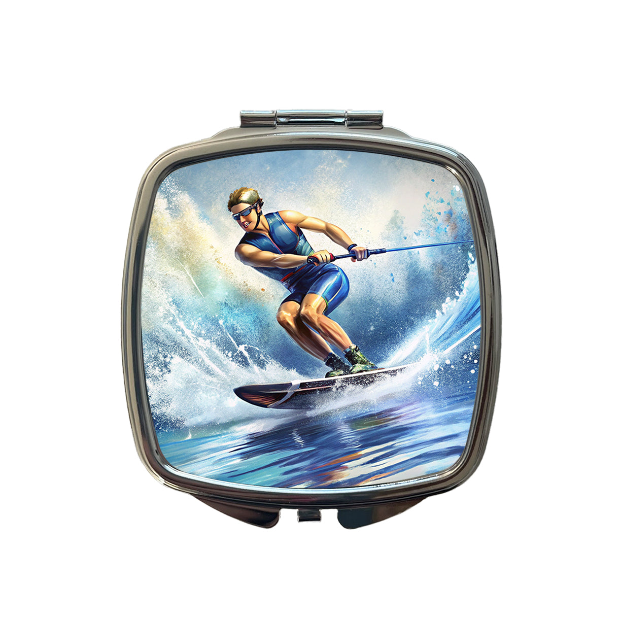 Water Ski Skiing Small Travel Purse Handbag Pocket Makeup Compact Mirror