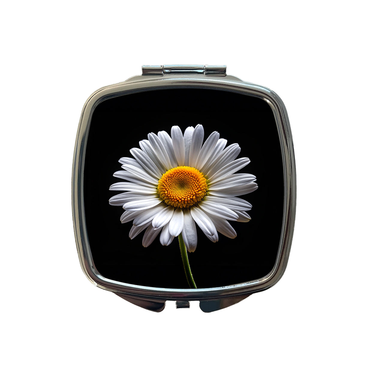 White Daisy Flower Photo Small Travel Purse Handbag Pocket Makeup Compact Mirror