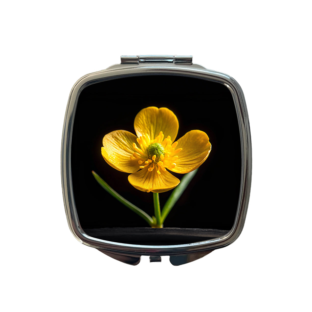 Yellow Buttercup Flower Photo Small Travel Purse Handbag Pocket Makeup Compact Mirror