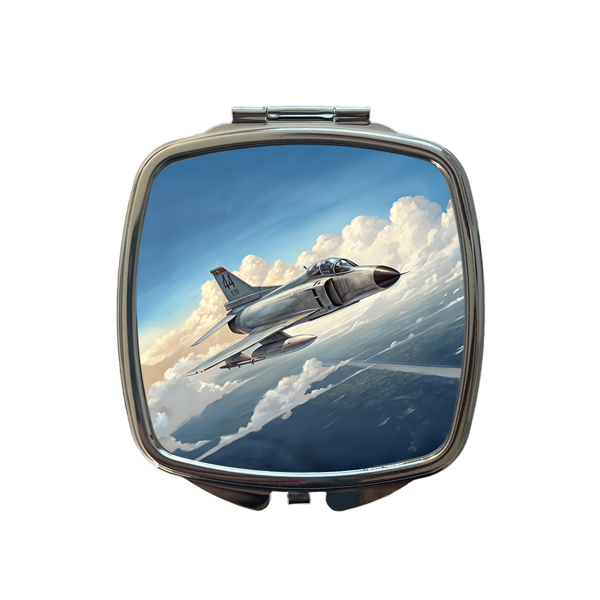 F-4 Phantom II Fighter Bomber Jet Plane Small Travel Purse Handbag Pocket Makeup Compact Mirror