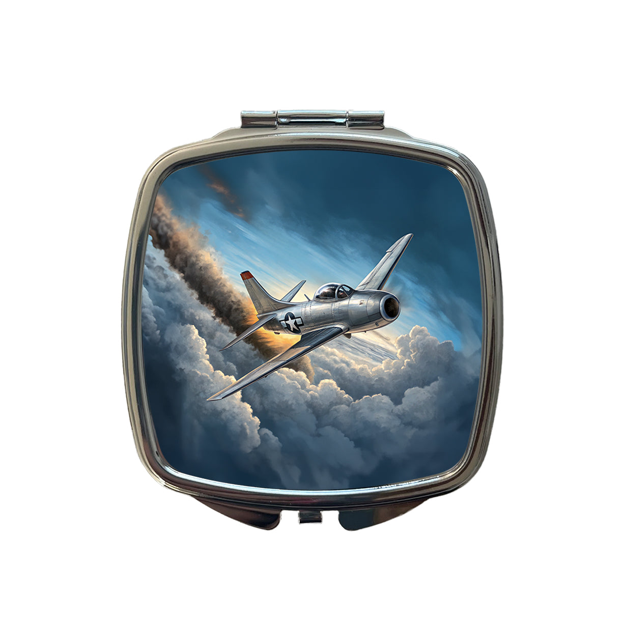 F-86 Sabre Jet Fighter Plane Small Travel Purse Handbag Pocket Makeup Compact Mirror