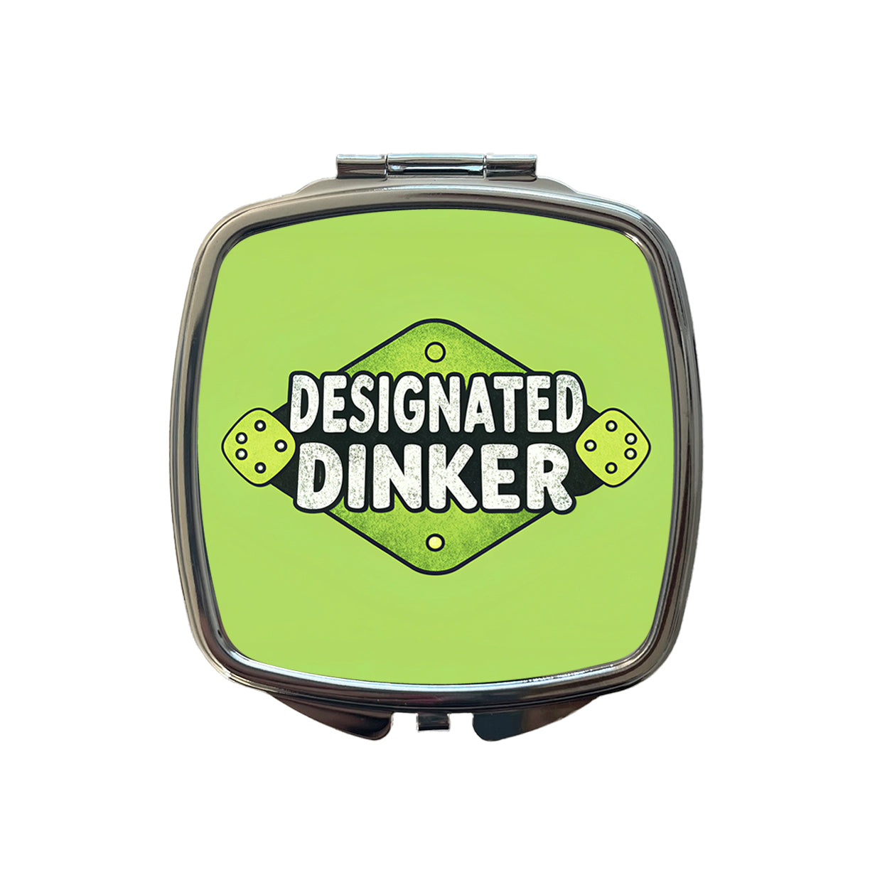 Designated Dinker Funny Pickleball Saying Small Travel Purse Handbag Pocket Makeup Compact Mirror