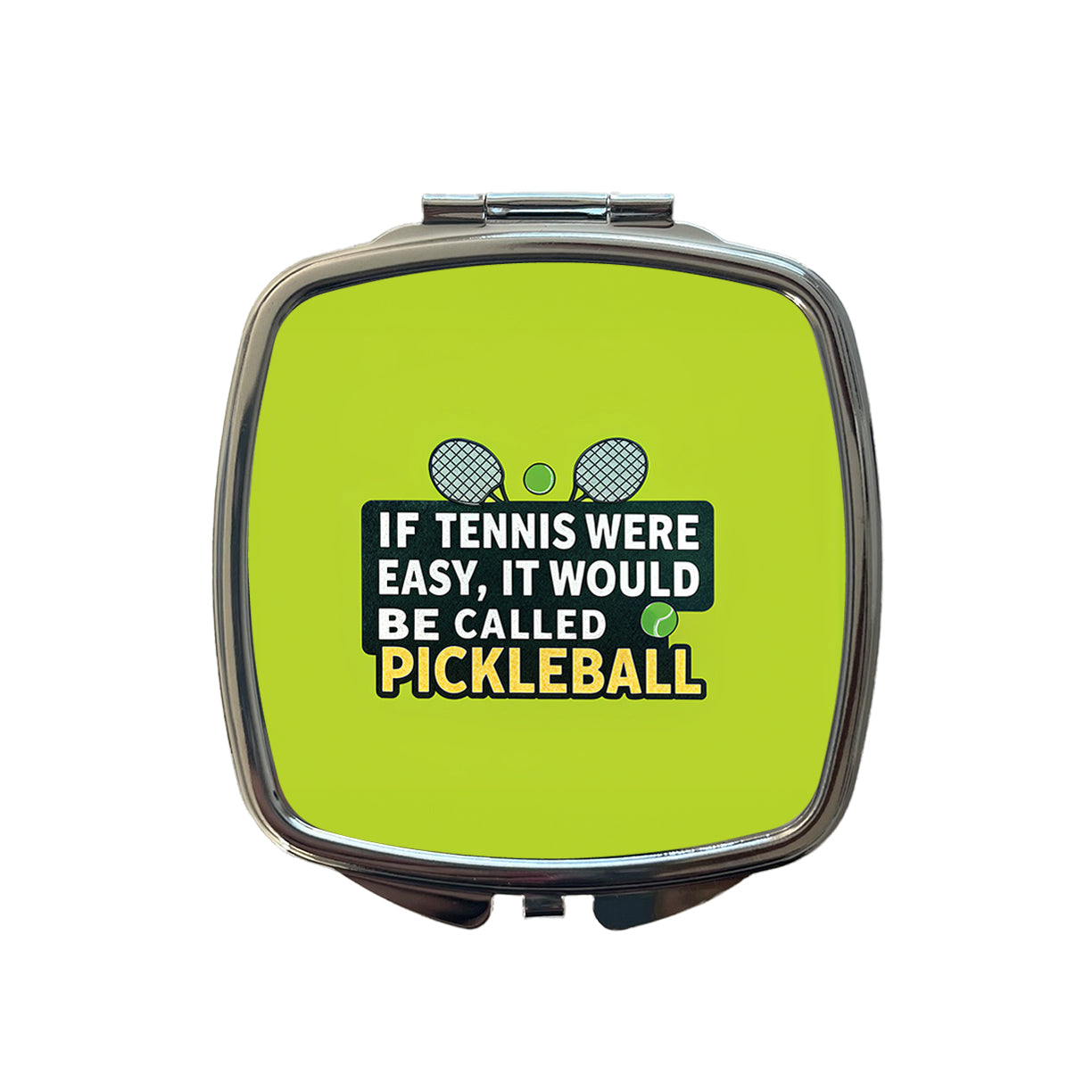 If Tennis Were Easy It Would Be Called Pickleball Funny Small Travel Purse Handbag Pocket Makeup Compact Mirror