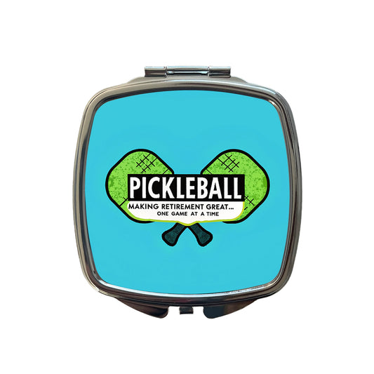 Pickleball Making Retirement Great One Game At A Time Small Travel Purse Handbag Pocket Makeup Compact Mirror